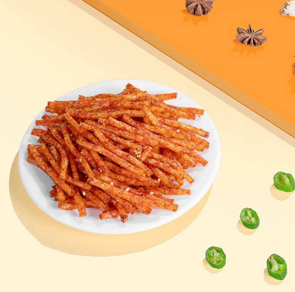 Китайський снек латяо Genji Food Genshi Small Spicy Silk 50г 8797 фото
