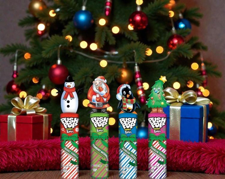 Льодяник на паличці Push Pop Topper Christmas Lollipop Santa 14г 9934 фото