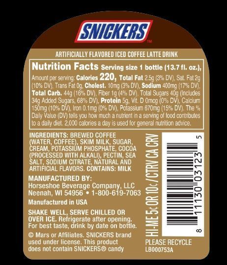 Холодна кава Snickers Victor Allen's Iced Coffee Latte, 405мл 6649 фото