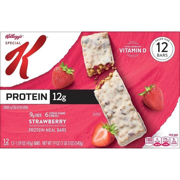 Протеиновые батончики Kellogg's Special K Strawberry Protein Meal Bars 12шт х 45г 10831 фото