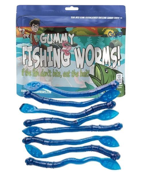 Желейные конфеты GGB Candies Gummy Fishing Worms Blue Raspberry 227г 10882 фото