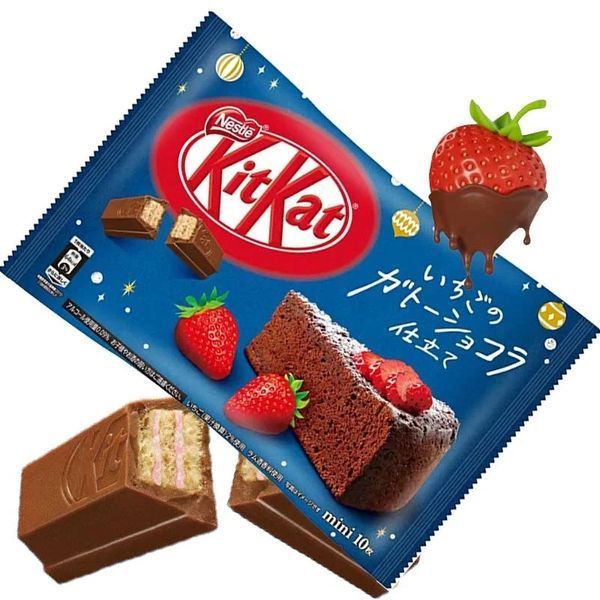 Упаковка шоколадних батончиків Nestle KitKat Mini Wafer Chocolate Strawberry Gateau 10шт 116 г 7232 фото