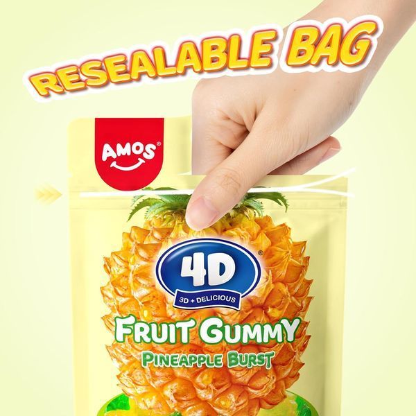Жевательные конфеты Amos 4D Fruit Gummy Pineapple Burst 65г 8337 фото