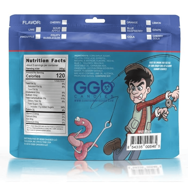 Желейные конфеты GGB Candies Gummy Fishing Worms Blue Raspberry 227г 10882 фото