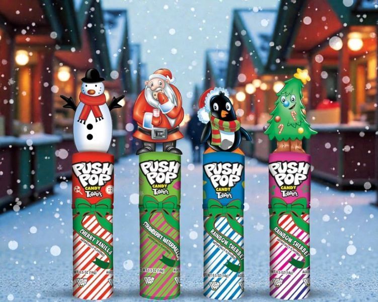 Льодяник на паличці Push Pop Topper Christmas Lollipop Snowman 14г 9936 фото
