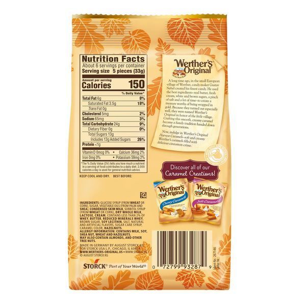 Конфеты Werther's Original Harvest Cinnamon Cr&egrave;me Soft Caramel Candy 243g 5554 фото