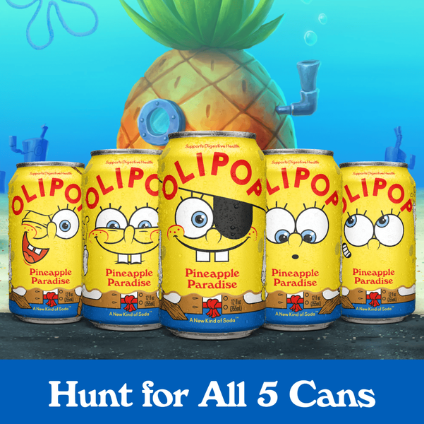 Газированный напиток Olipop Prebiotic Soda Spongebob Pineapple Paradise 355мл 9597 фото