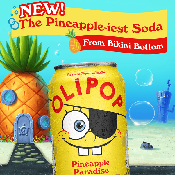 Газированный напиток Olipop Prebiotic Soda Spongebob Pineapple Paradise 355мл 9597 фото