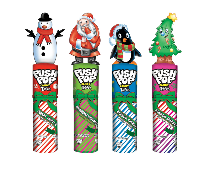 Льодяник на паличці Push Pop Topper Christmas Lollipop Penguin 14г 9937 фото