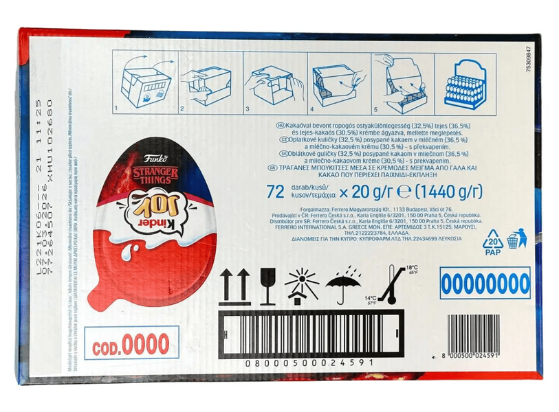 Шоколадные яйца Kinder Joy Funko Pop Stranger Things 72шт х 20г 9301 фото