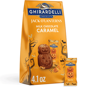Шоколадні цукерки Ghirardelli Milk Chocolate Caramel Jack O' Lanterns 117.6г 11846 фото