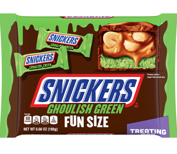 Шоколадные батончики Snickers Ghoulish Green Milk Chocolate Halloween 188г 11896 фото