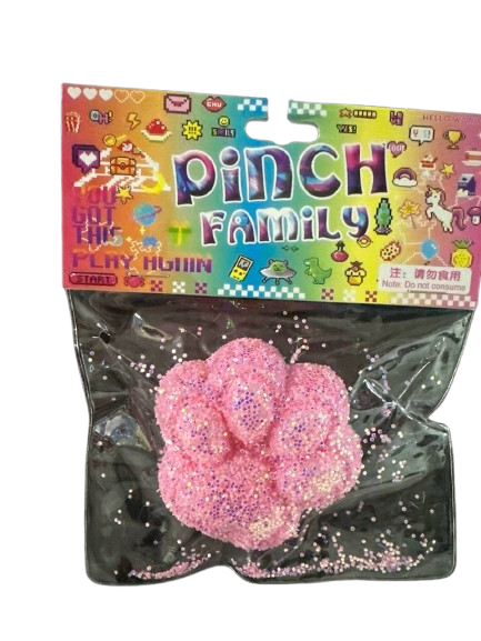 Игрушка-антистресс Таба Лапка Pinch Family Сквиш Лапка Котика розовая с блестками 7914 фото