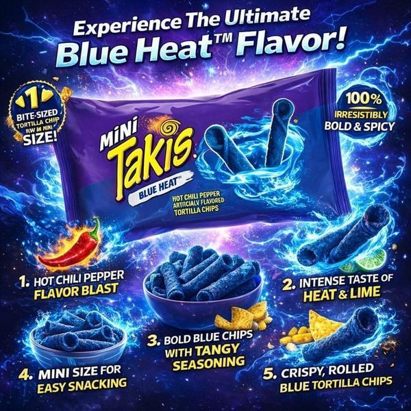 Чипсы Takis Blue Heat Mini Tortilla Chips со вкусом перца чили 10шт х 35г 10531 фото