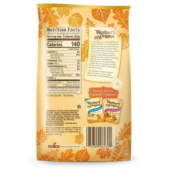 Цукерки Werther's Original Harvest Pumpkin Spice Soft Caramel Candy 243g 5555 фото