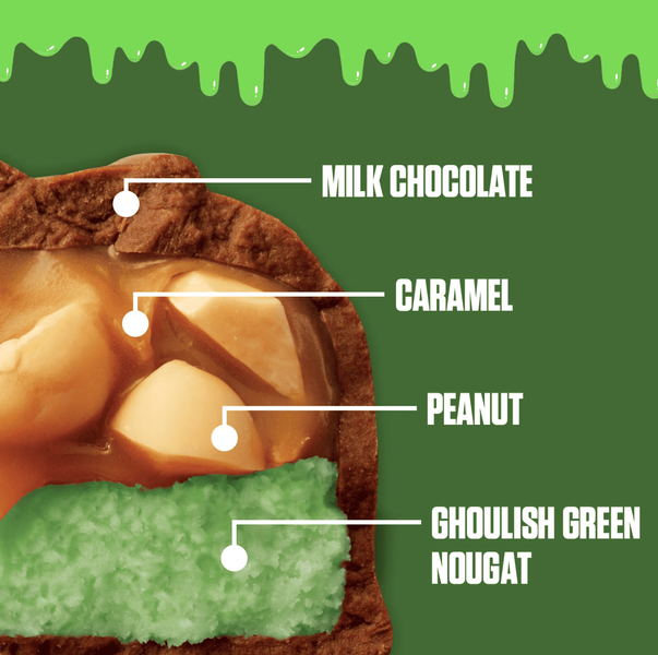 Шоколадные батончики Snickers Ghoulish Green Milk Chocolate Halloween 188г 11896 фото