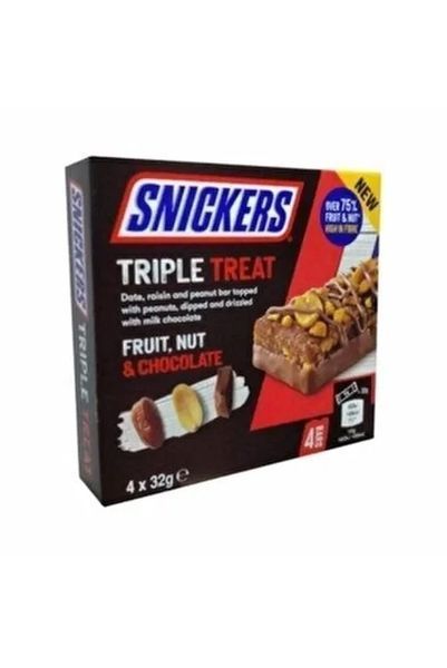 Шоколадні батончики SNICKERS Triple Treat 4x32г 6313 фото