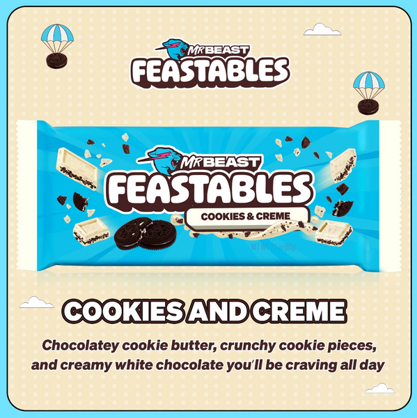 Белый шоколад Feastables Mr Beast Cookies Creme White Chocolate Bar 60г 7865 фото