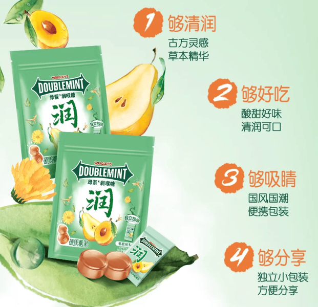 Леденцы от боли в горле Wrigley's Doublemint Loquat Pear Flavor 20.5г 10984 фото