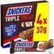 Шоколадні батончики SNICKERS Triple Treat 4x32г 6313 фото 1
