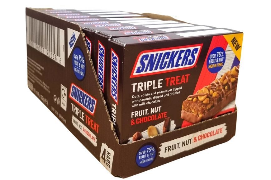Шоколадні батончики SNICKERS Triple Treat 4x32г 6313 фото