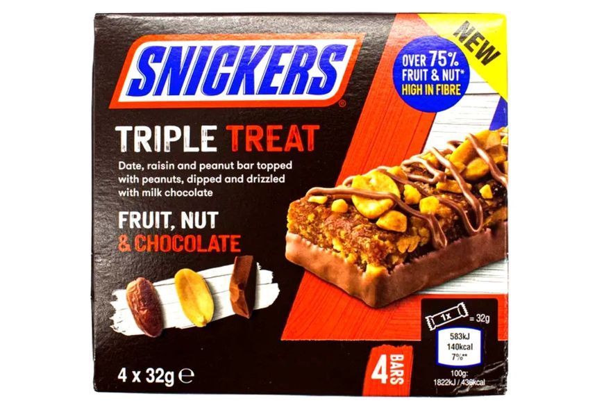 Шоколадні батончики SNICKERS Triple Treat 4x32г 6313 фото