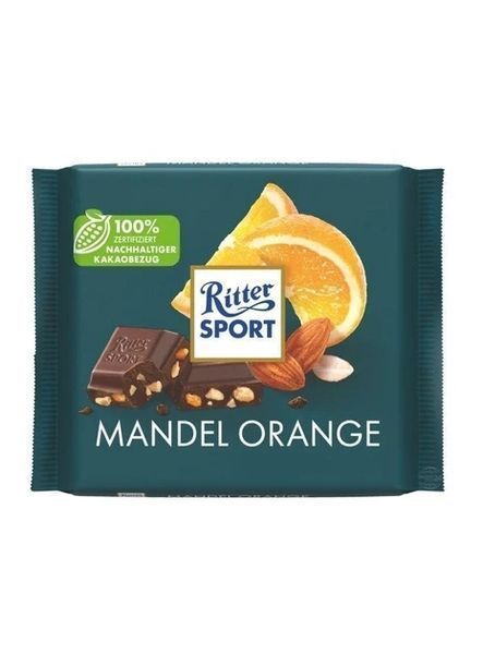 Черный шоколад Ritter Sport Mandel Orange с миндалем и апельсином, 100г 6314 фото