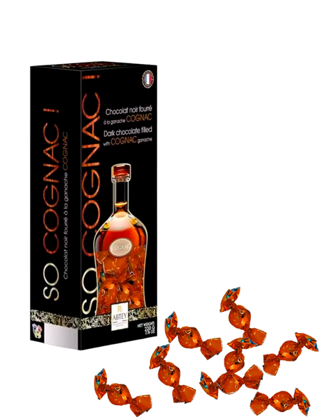 Шоколадные конфеты с коньяком Abtey Chocolatier So Cognac! Dark Chocolate Bottles with Cognac Ganache 220г 7818 фото
