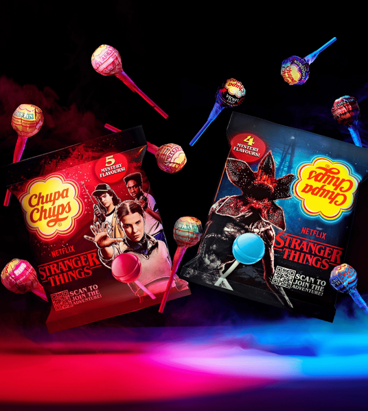 Леденцы на палочке Chupa Chups Stranger Things Upside Down 4 вкуса 10шт, 120г 9304 фото