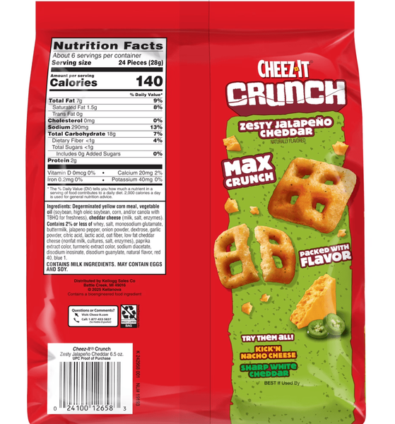 Снеки Cheez-It Crunch Zesty Jalapeno Cheddar Cheesy Baked Snacks 184г 11555 фото