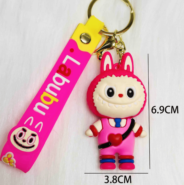 Рожевий силіконовий брелок Лабубу Cute Love Backpack Labubu Silicone Keychain 6.9 см, 1шт 8953 фото