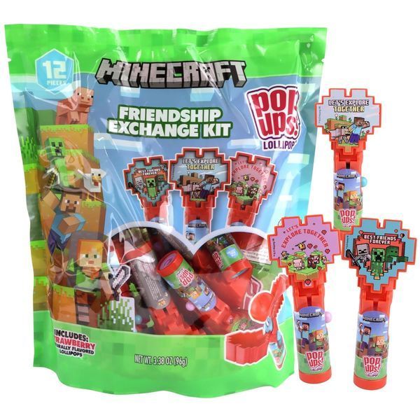 Льодяник на паличці Pop Ups Minecraft Friendship Exchange Mini Lollipop 1шт, 8г 10289 фото