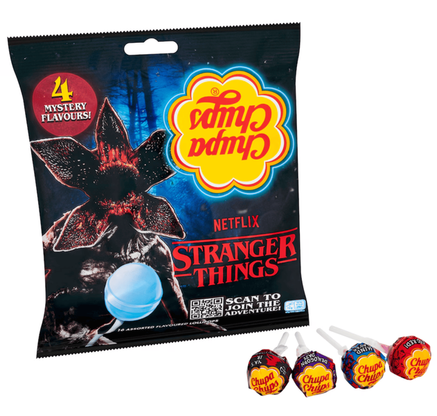 Леденцы на палочке Chupa Chups Stranger Things Upside Down 4 вкуса 10шт, 120г 9304 фото