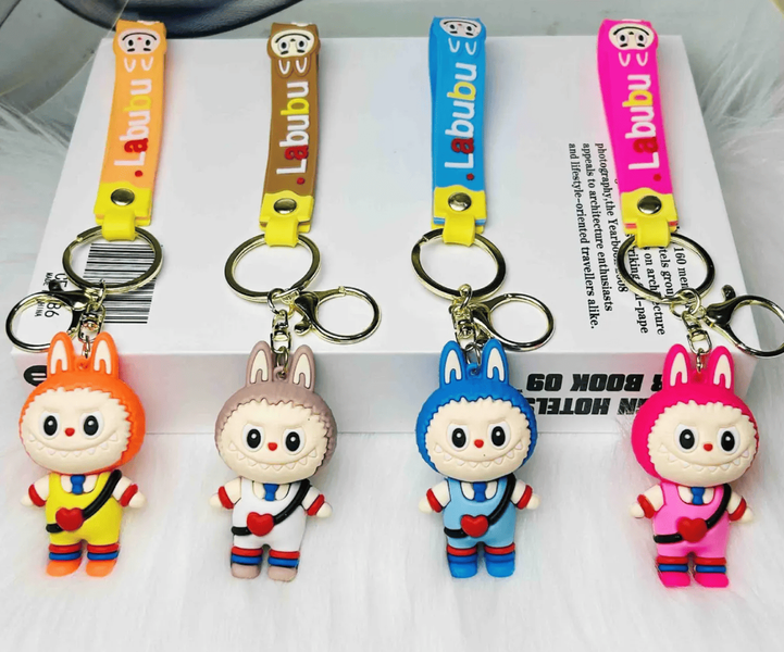 Рожевий силіконовий брелок Лабубу Cute Love Backpack Labubu Silicone Keychain 6.9 см, 1шт 8953 фото