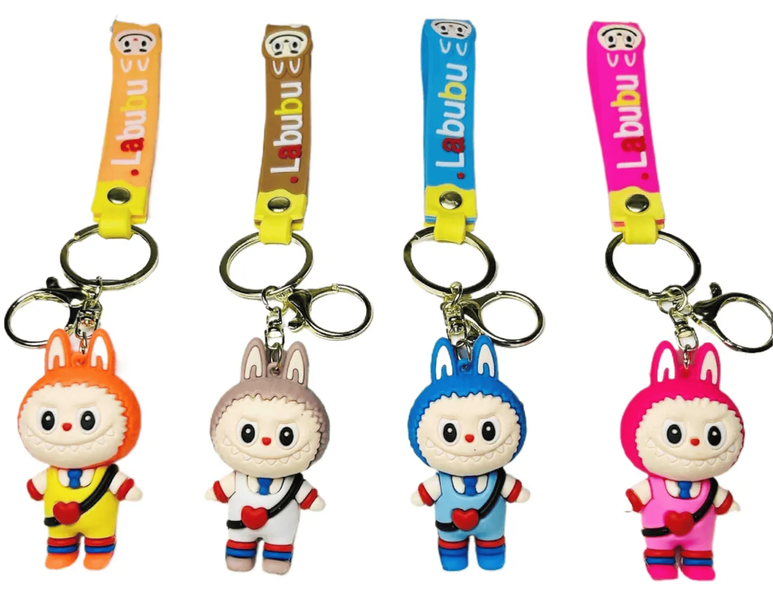 Рожевий силіконовий брелок Лабубу Cute Love Backpack Labubu Silicone Keychain 6.9 см, 1шт 8953 фото