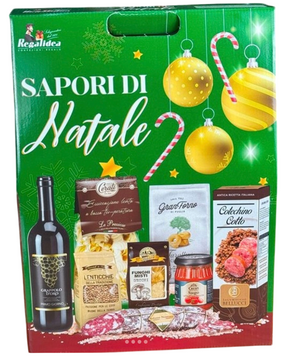 Подарунковий набір Cesto Natalizio Regalidea Sapori di Natale 8 компонентів 6108 фото