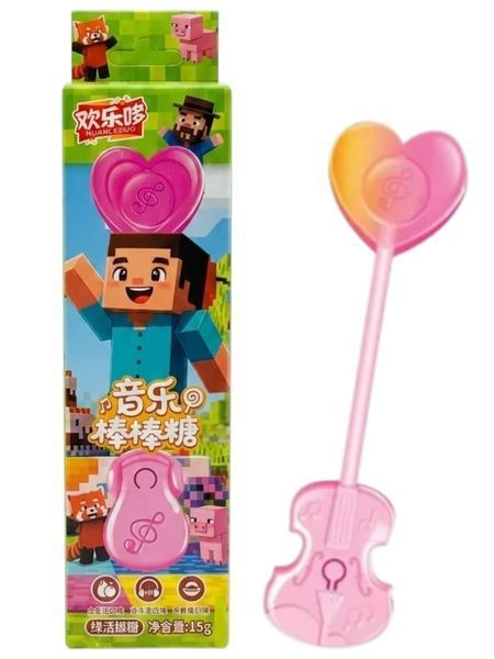 Льодяник Huanledubou Audio Lollipop Strawberry Flavour Minecraft Стив 15г 10941 фото