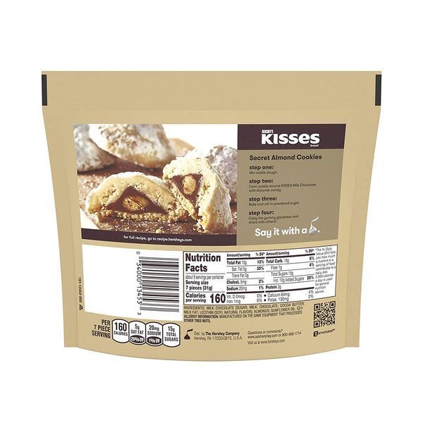Цукерки hershey's KISSES Chocolate Candy with Almonds 1463 фото