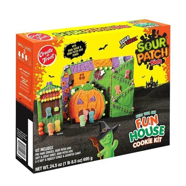 Набор для украшения пряничного домика Create A Treat Cookie Kit Sour Patch Kids Fun House Kit к Хеллоуину 695 г. 7526 фото