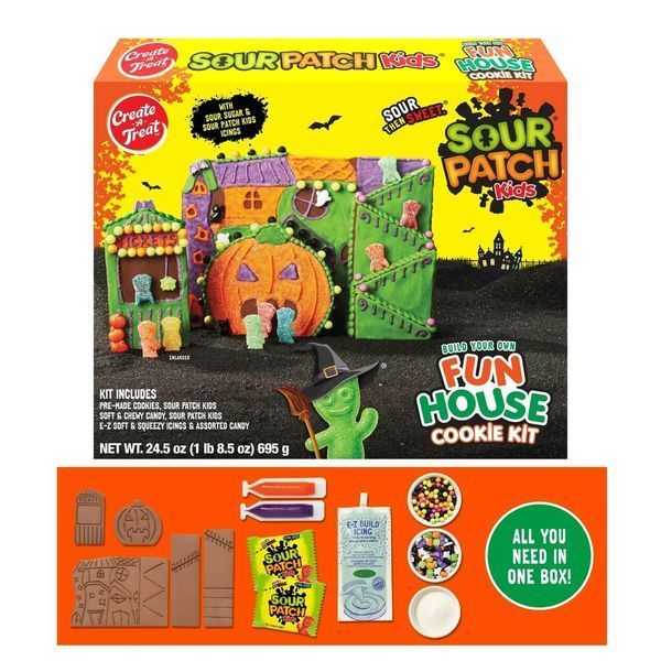 Набор для украшения пряничного домика Create A Treat Cookie Kit Sour Patch Kids Fun House Kit к Хеллоуину 695 г. 7526 фото