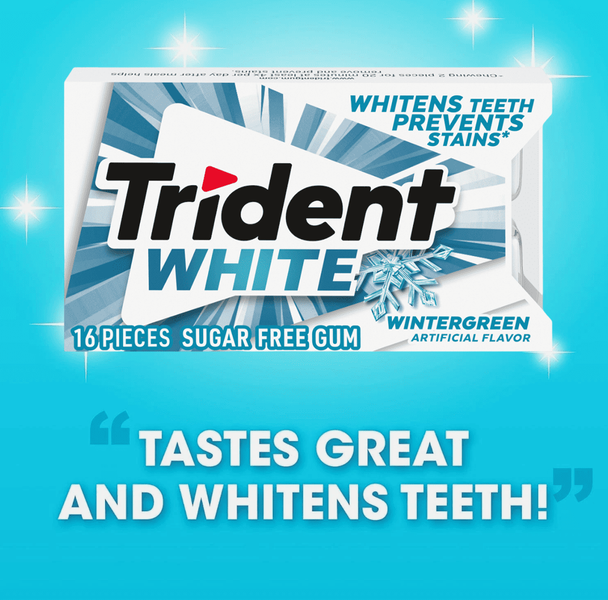 Жевательная резинка Trident White Wintergreen Sugar Free Gum 1шт 10372 фото