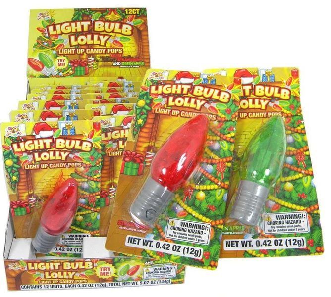 Леденец-лампочка Lighted Christmas Light Bulb Lolli Candy Pops 1шт, 12г 9701 фото
