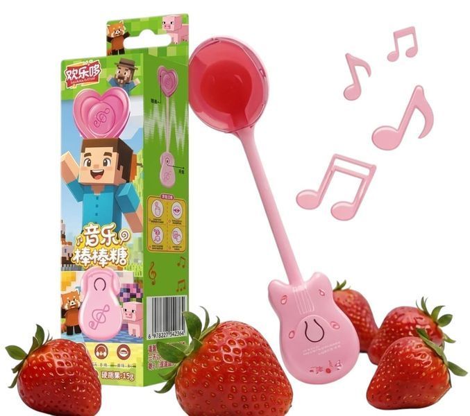 Льодяник Huanledubou Audio Lollipop Strawberry Flavour Minecraft Стив 15г 10941 фото