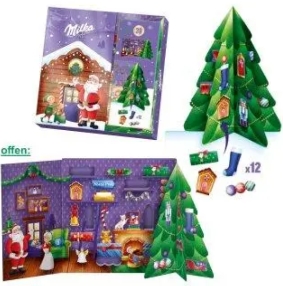 Різдвяний адвент-календар Milka 3D Basteln Adventskalender 163 г 7443 фото