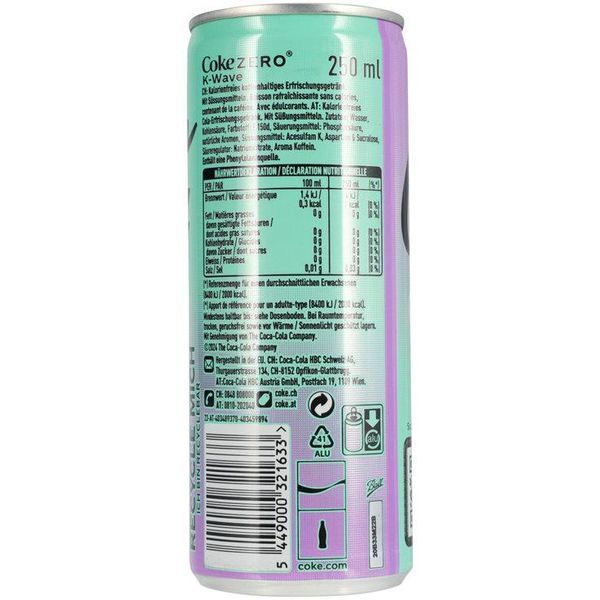 Напиток Coca-Cola K-Wave Zero Sugar Limited Edition Flavour, 250мл 6537 фото