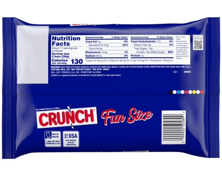 Шоколадні батончики Crunch Milk Chocolate and Crisped Rice Fun Size 283г 10887 фото