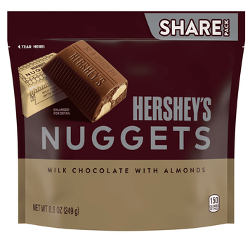 Шоколадні цукерки Hershey's Nuggets Milk Chocolate Almonds 249г 11512 фото
