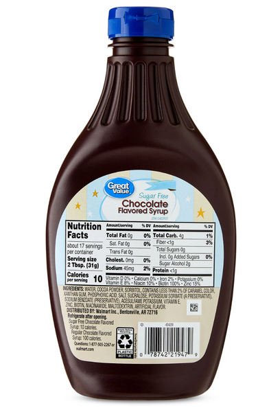 Сироп Great Value Sugar Free Chocolate Syrup 524г 8740 фото