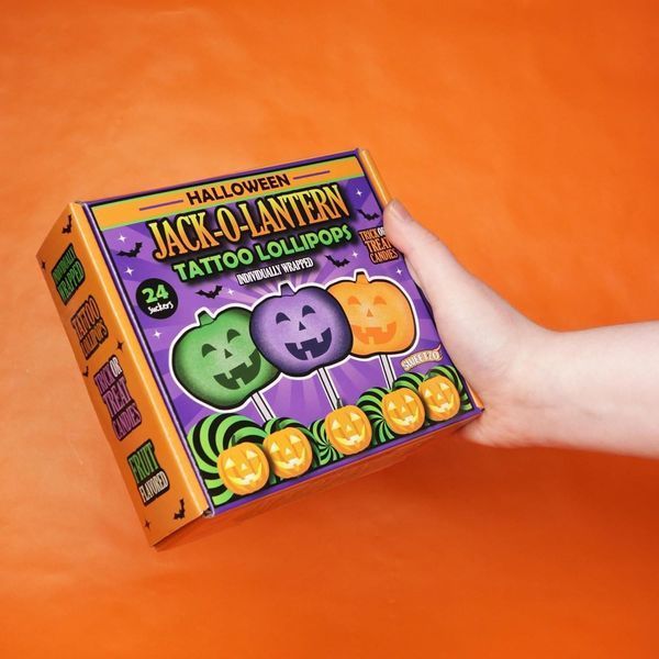Льодяники на паличці Halloween Pumpkin Tattoo Lollipop 24 шт, 288г 11905 фото