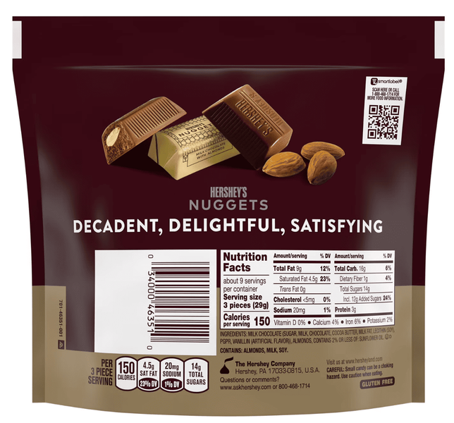 Шоколадні цукерки Hershey's Nuggets Milk Chocolate Almonds 249г 11512 фото